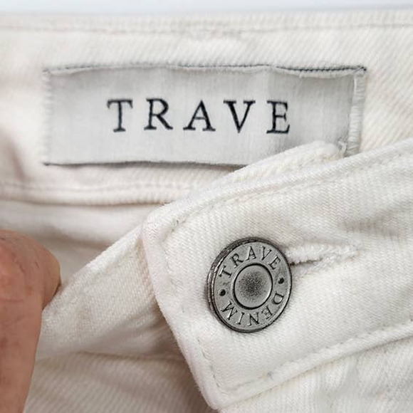 TRAVE Denim Colette White Kick Flare Raw Hem Casual Jeans Size 26 - Picture 6 of 8